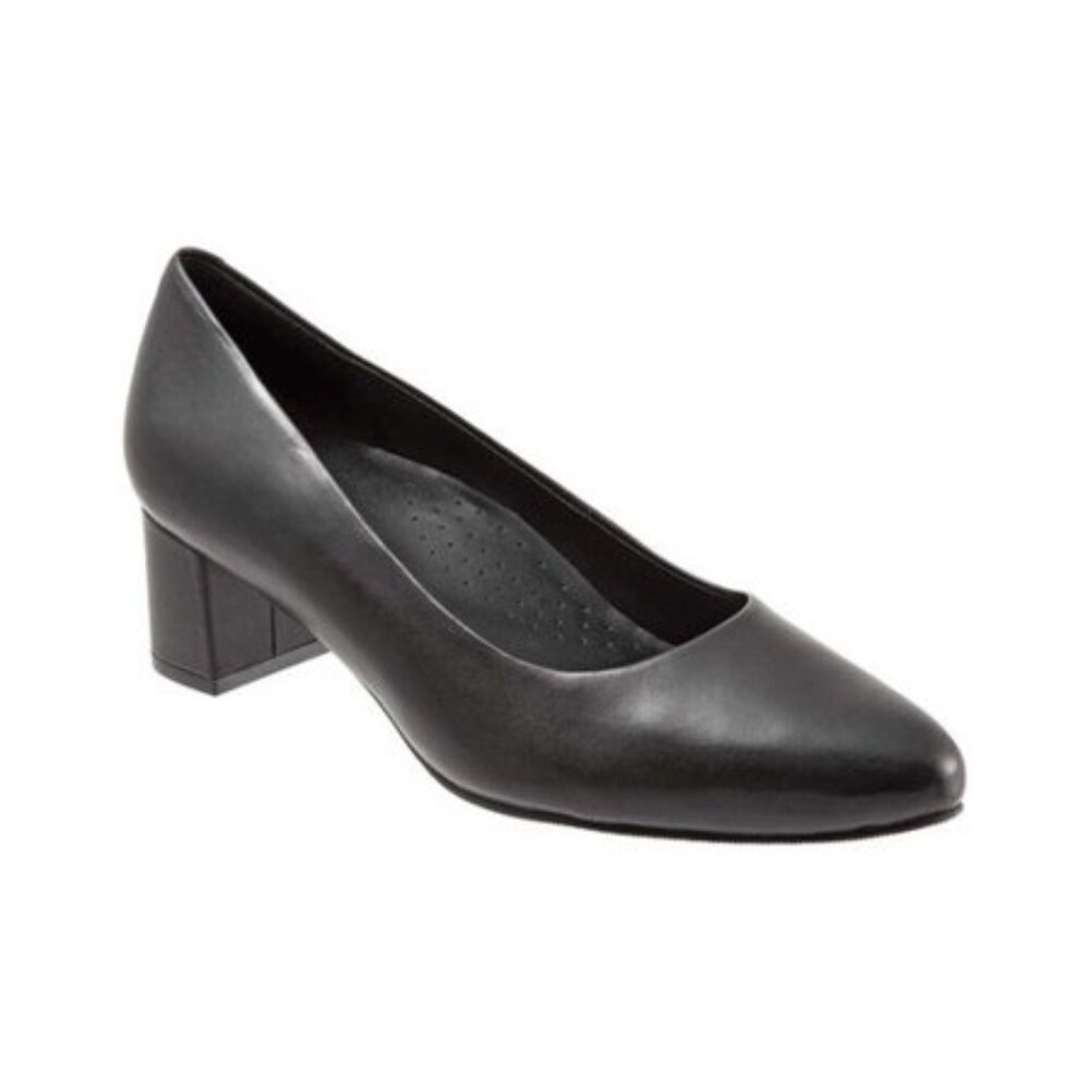 Trotters Women's Classic Black Low Block Heel Pumps 9W